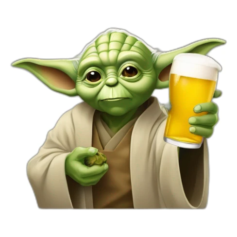 Maître Yoda avec une bière dans ses mains sticker