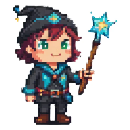 developer holding a magic wand sticker