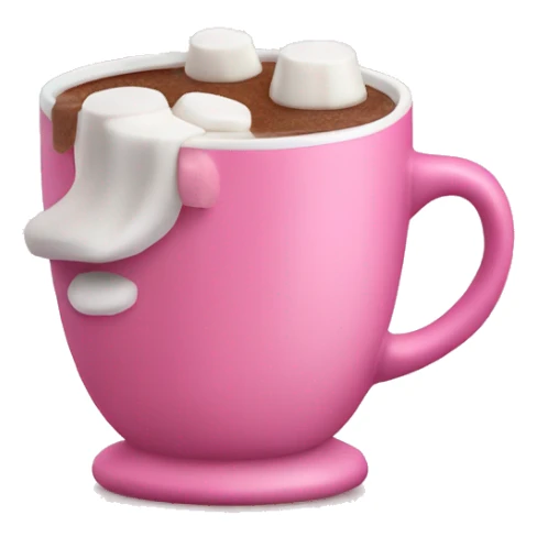  hot chocolate with  marshmallows in a pink cup sticker