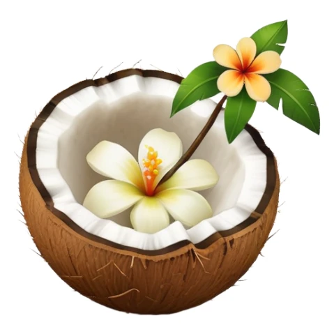 un coco con una flor  sticker