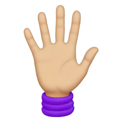 hand with purple bracelet waving sticker
