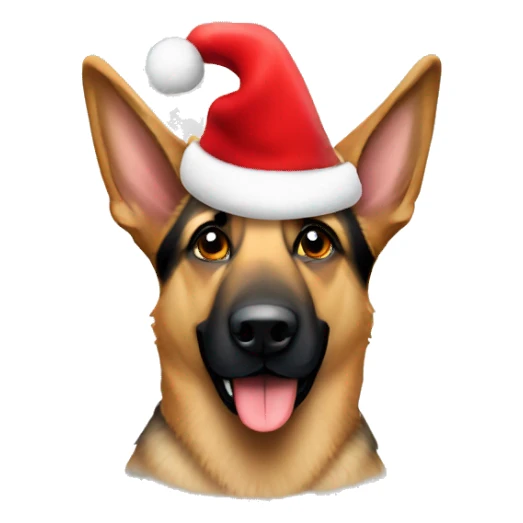 German shepherd wearing Santa hat  sticker