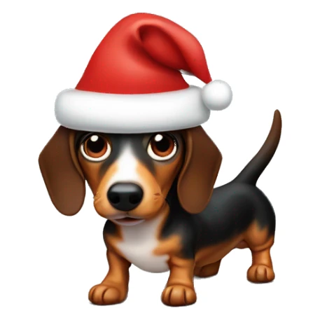 weiner dog with santa hat sticker