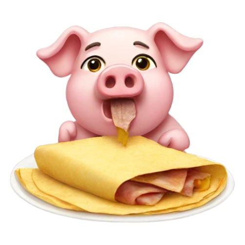Pig eating tortilla sticker