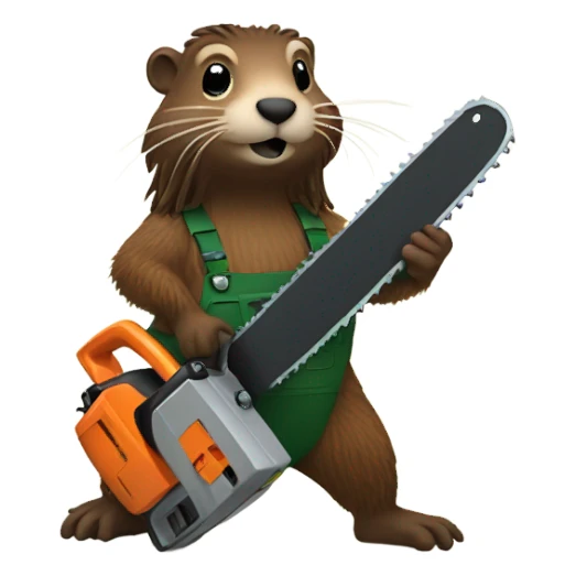 Dreadlock woodchuck holding a chain saw sticker