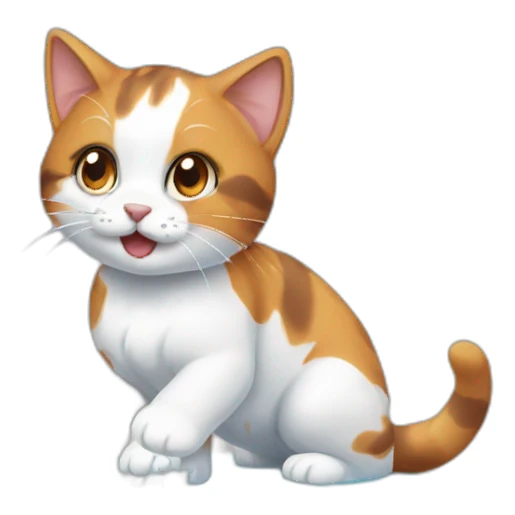 Calico Cat playing with water sticker