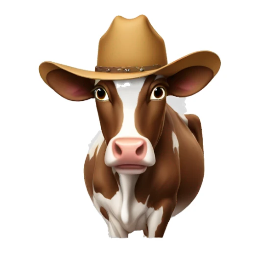 Cow wearing a cowboy hat sticker