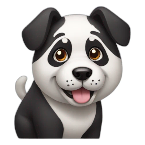 Dog with panda's head sticker