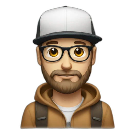 White Hipster with a cap and black bear sticker