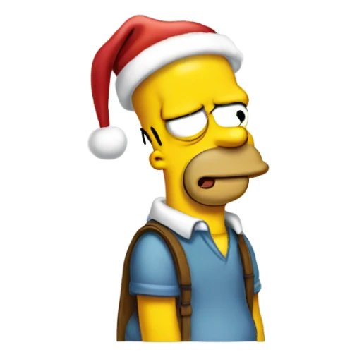 Homer Simpson wearing Christmas Hat sticker