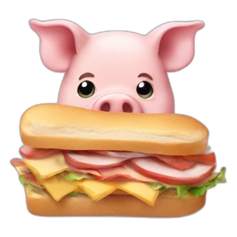 A pig eating a sandwich  sticker