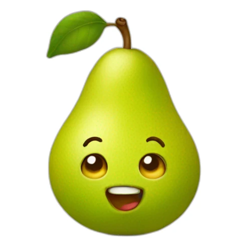 A pear with a face sticker