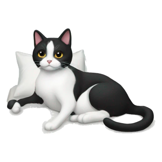 Tuxedo Cat on a bed sticker