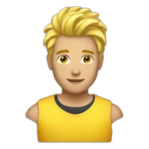 Men hair yellow sticker