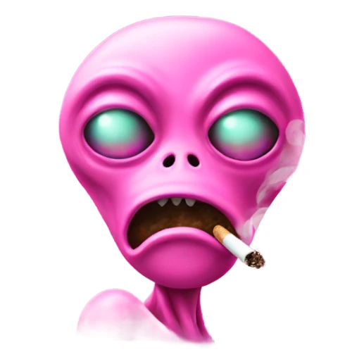 Pink alien smoking reefer sticker