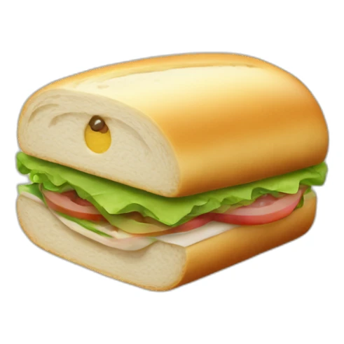 A sandwich made in a semicircular loaf. Leafless sticker