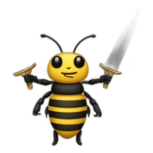 Bee with swords sticker