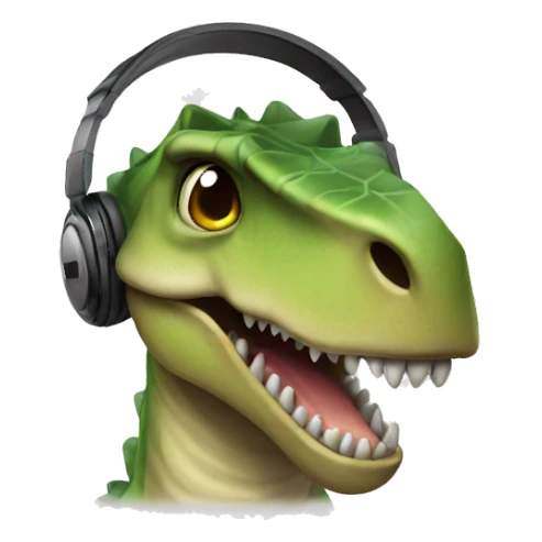 Dinosaur with headphones sticker