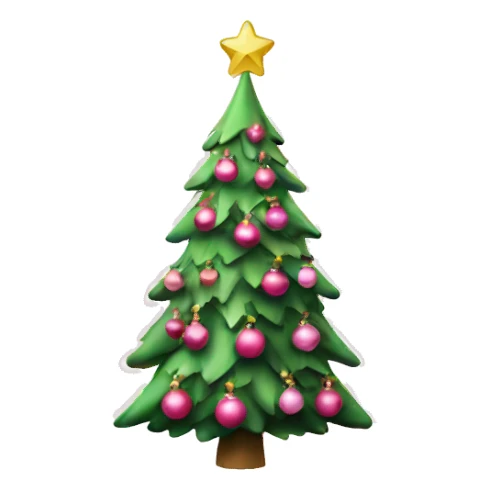 a christmas tree with pink ornaments sticker