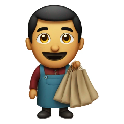 turkish seller holding a rug sticker