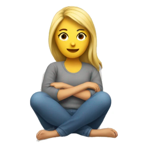 White woman sitting on couch cuddling sticker