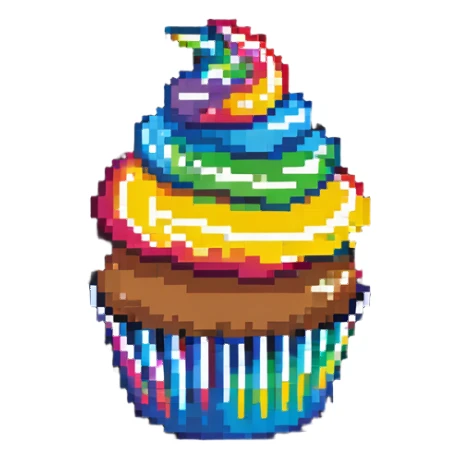 cupcake with rainbow swirl icing sticker