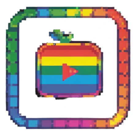YouTube logo rainbow colored with white play button sticker