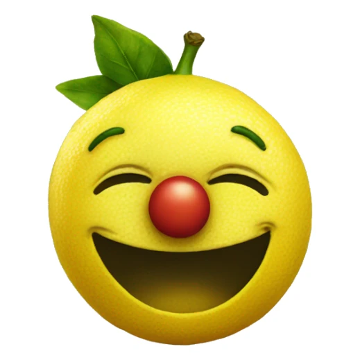 lemon with a clown face sticker