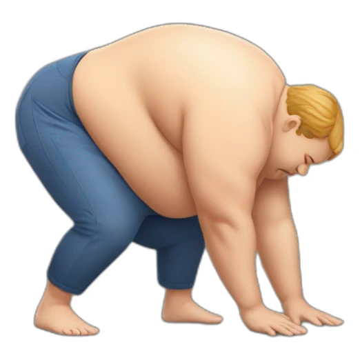 Obese man downward dog sticker