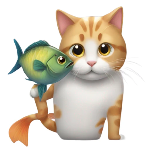 Cat with a fish friend sticker