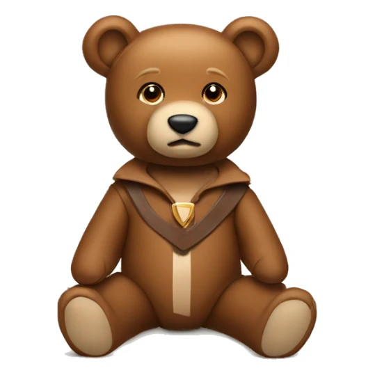 Light Brown Teddy bear with a Brown Bowie sticker