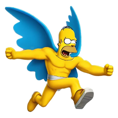 homer simpson superhero flying sticker