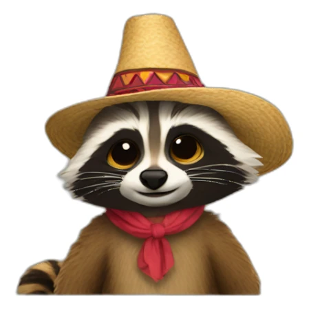 racoon with sombrero sticker