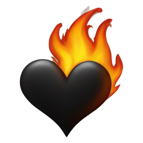 Black heart with fire sticker
