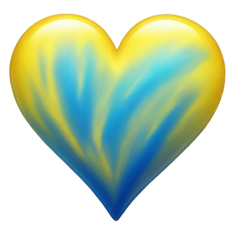 Shiny Yellow and blue ombré heart sticker