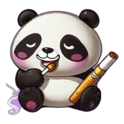 panda smoking a cigarette sticker