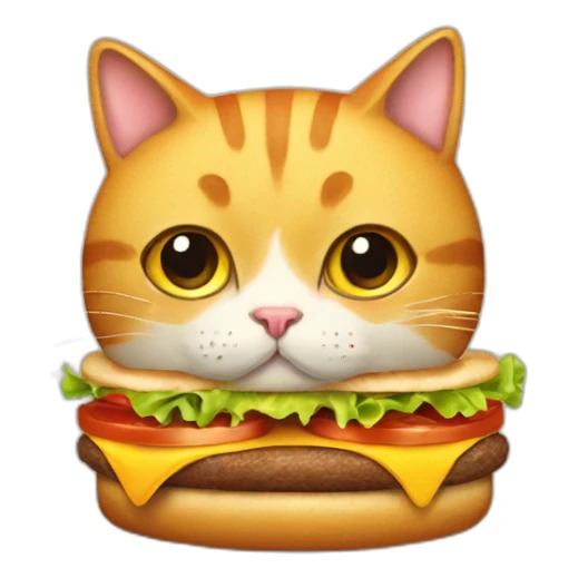 Cat with cheeseburger head sticker