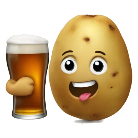 potato holding a beer sticker