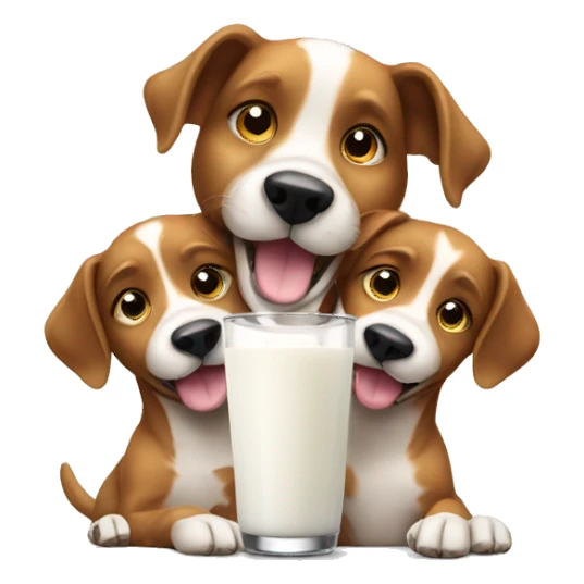Dog with kids drinking milk sticker