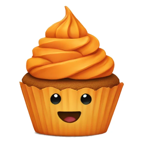 Orange cupcake with a happy face sticker