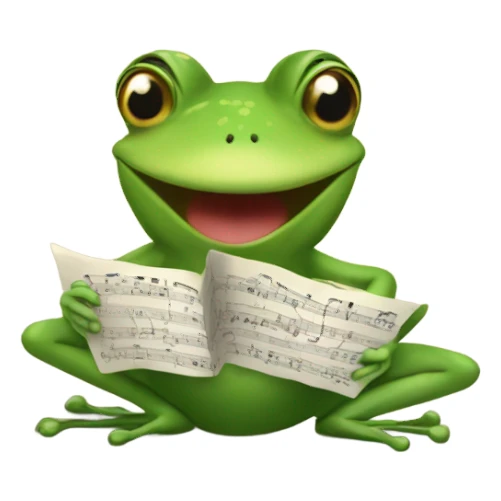 Frog singing with musical notes around him sticker