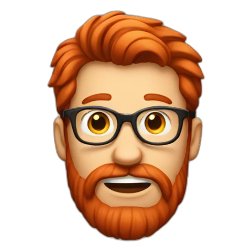 A red-haired guy with a red beard and glasses is surprised sticker