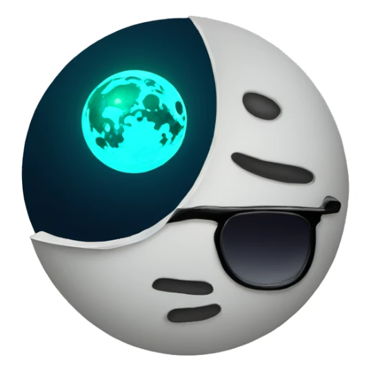 A Moon With a sunglasses sticker