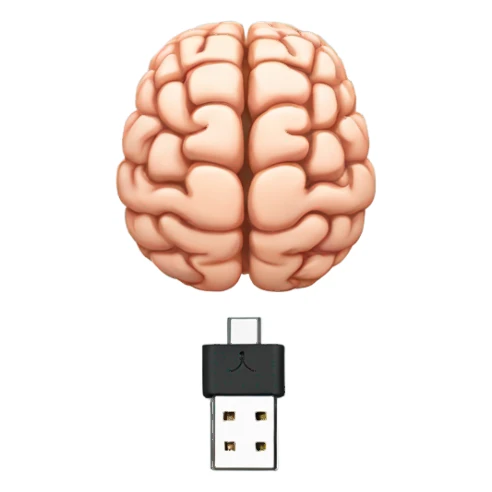 USB cable connected to human brain sticker