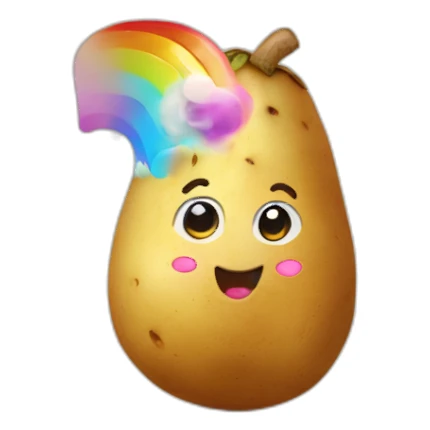 potato with unicorn head, rainbow sticker