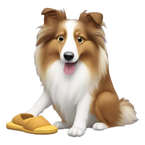 Shetland sheepdog stealing slippers sticker