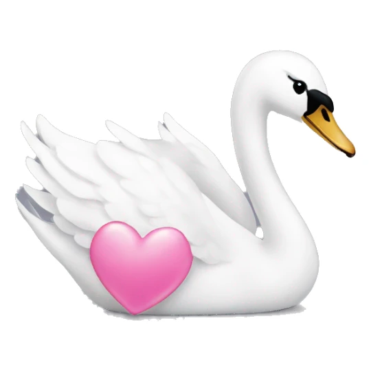 Swan with a pink heart sticker