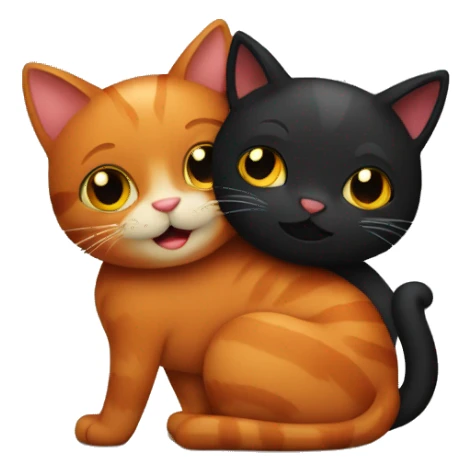 red cat and black cat hugging sticker