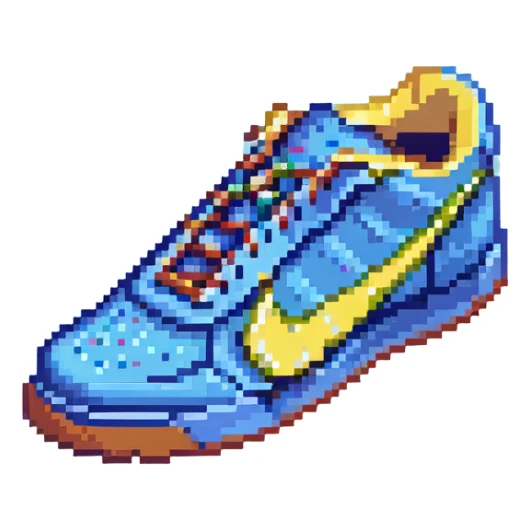 blue Nike shoe pointing left with 3D effect sticker