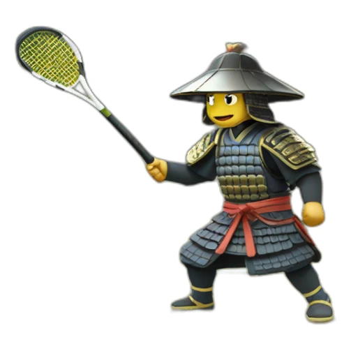 Samurai playing tennis in 1235 year sticker